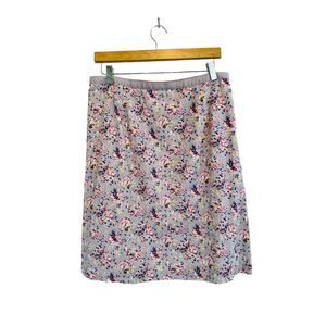 Boden Cotton Lavender Multicolor Floral Print Lined A Line Skirt Size 14R
